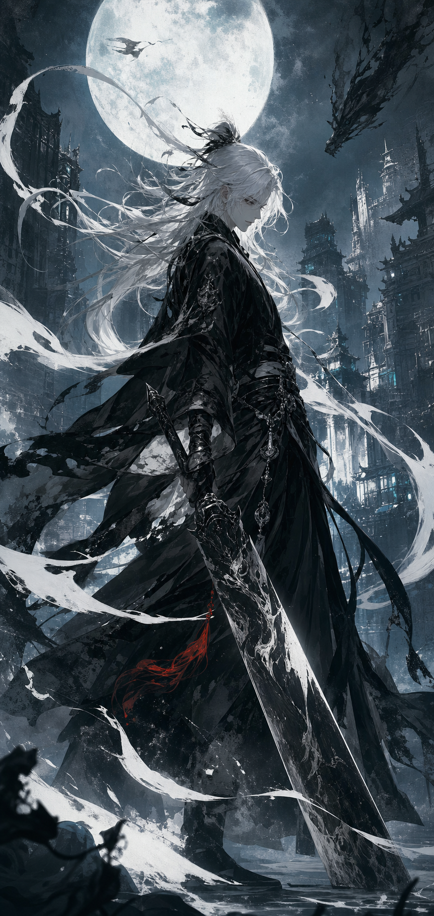Moonlit spirit swordsman artwork for Bleach
