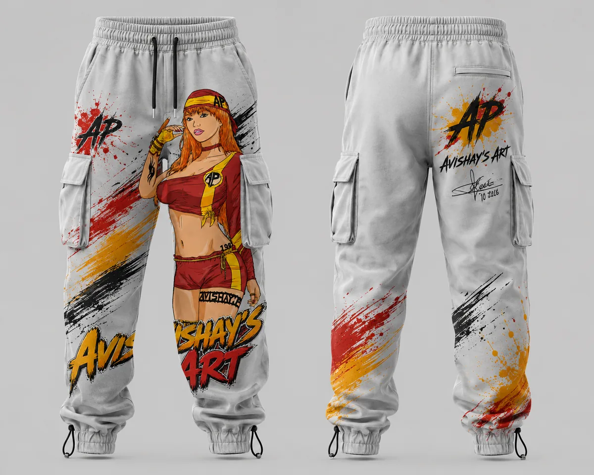 Motion Cargo Pants front and back mockup