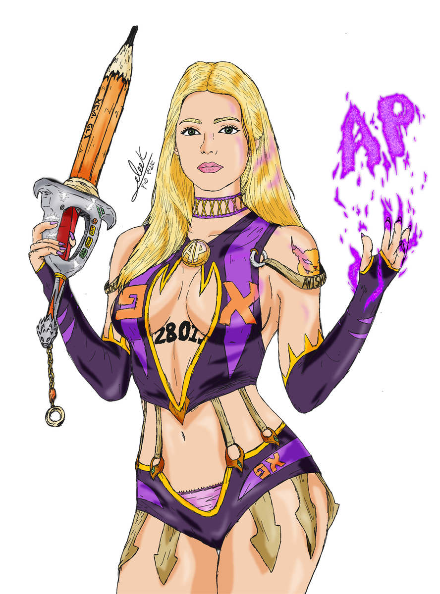 Purple and gold fantasy character artwork by Avishay Perets